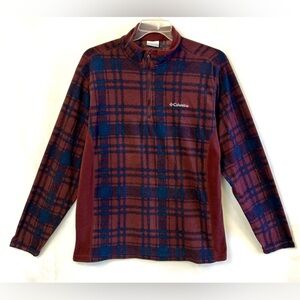Columbia Men's Pine Ridge Plaid Fleece Quarter Zip Pullover / Large
